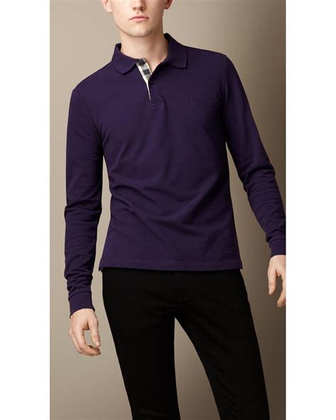 purple burberry mens polo|burberry long sleeve polo men's.